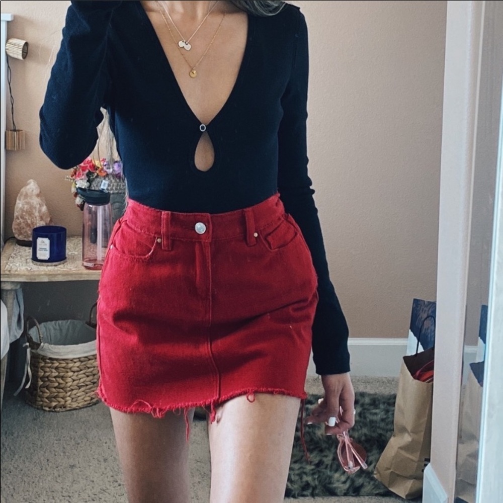 Forever 21 red denim skirt